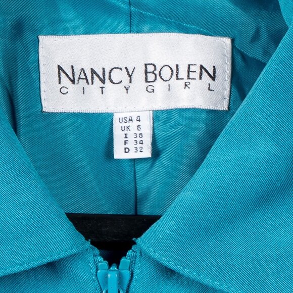 Nancy Bolen VTG Leopard Print Eyelash Jacket 4 Womens Teal Full Zip Fuzzy USA - Picture 4 of 5